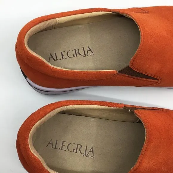 NIB Alegria Aaron Orange Suede Slip On Shoes - Size 43 EU 9.5 US (W US 13)