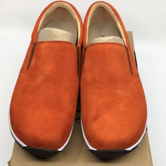 NIB Alegria Aaron Orange Suede Slip On Shoes - Size 43 EU 9.5 US (W US 13)