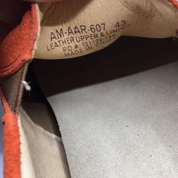 NIB Alegria Aaron Orange Suede Slip On Shoes - Size 43 EU 9.5 US (W US 13)