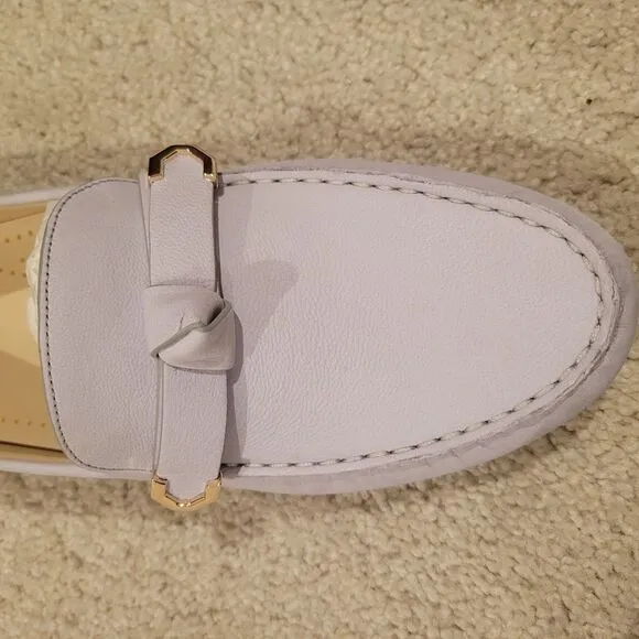 NIB Cole Haan Women's Evelyn Bow Driver Loafers Shoes Sz 10 EU 40.5 Greyish Blue