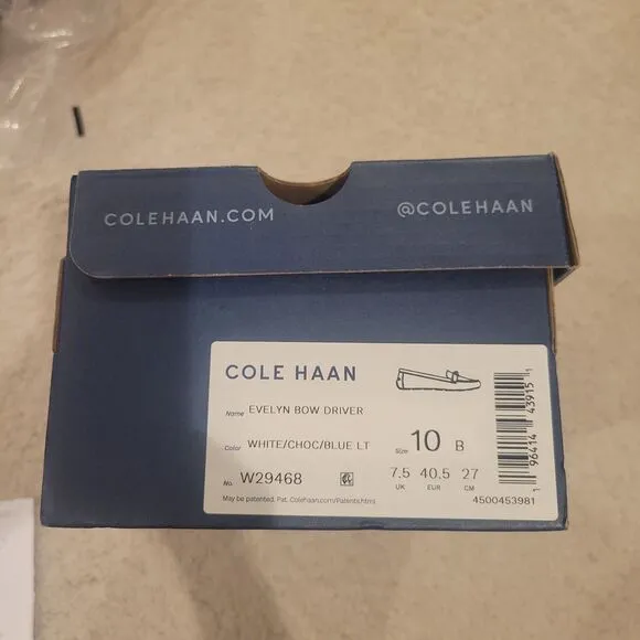 NIB Cole Haan Women's Evelyn Bow Driver Loafers Shoes Sz 10 EU 40.5 Greyish Blue