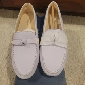 NIB Cole Haan Women's Evelyn Bow Driver Loafers Shoes Sz 10 EU 40.5 Greyish Blue