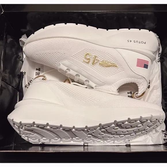 NIB Donald Trump POTUS Athletic Shoes White Sneakers Limited Edition Size 10 Men