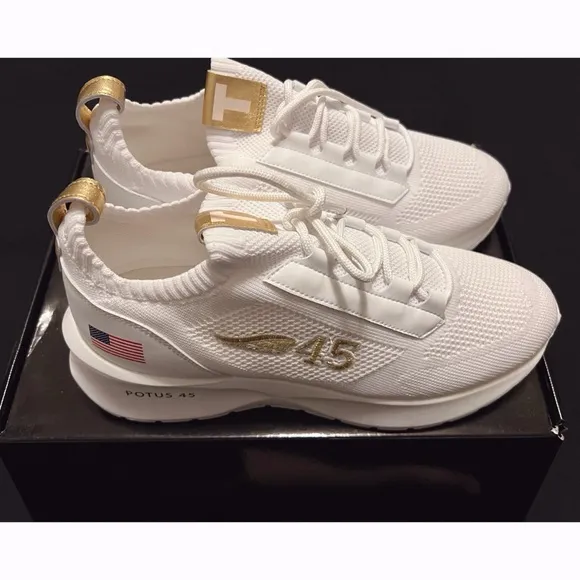 NIB Donald Trump POTUS Athletic Shoes White Sneakers Limited Edition Size 10 Men