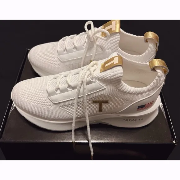 NIB Donald Trump POTUS Athletic Shoes White Sneakers Limited Edition Size 10 Men