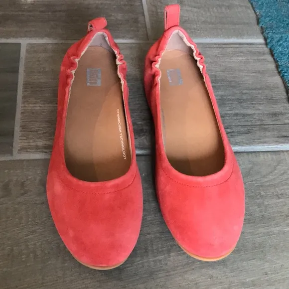 NIB Fitflop Coral Pink Allegro Suede Ballet Flat