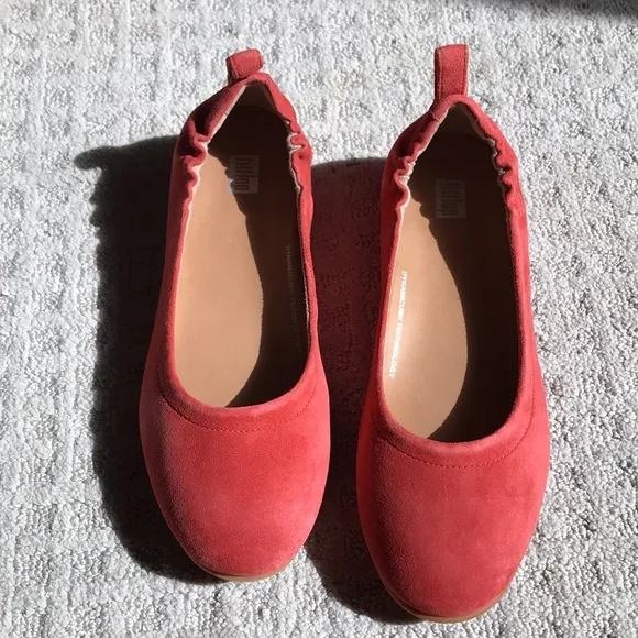 NIB Fitflop Coral Pink Allegro Suede Ballet Flat