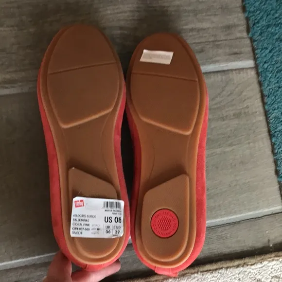 NIB Fitflop Coral Pink Allegro Suede Ballet Flat