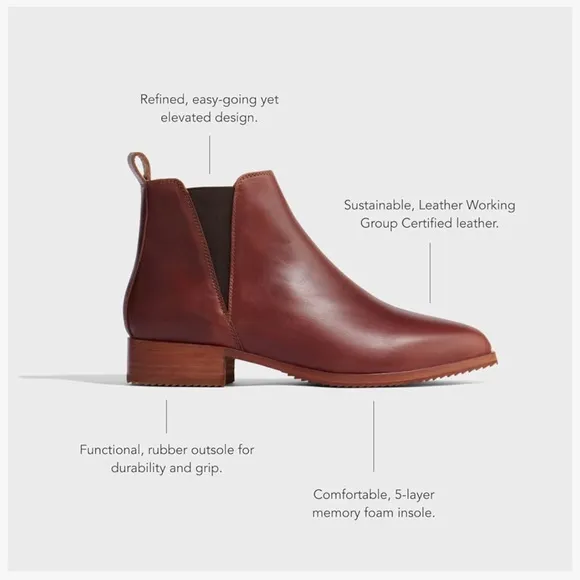 NIB Nisolo Eva Everyday Chelsea Boot in Brandy Women’s size 8