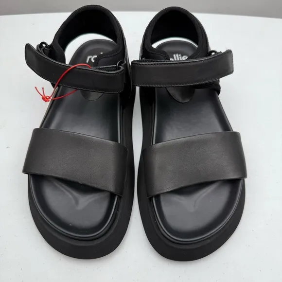 NIB Rollie Nation Women’s Acme Sandal Leather Chunky Platform Sandal Black EU 36