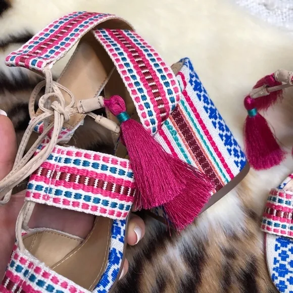 NIB Schutz Emilen embroidered blocked heel sandals