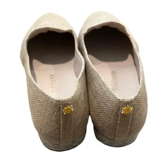 NIB Stuart Weitzman Gold Metallic Canvas Espadrille Flat Loafers Size 8.5