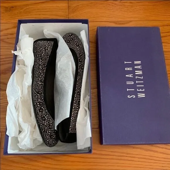 Nib Stuart Weitzman Nubead suede flats sz 7.5