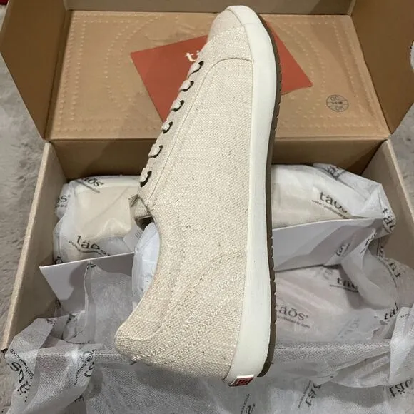 NIB Taos Star Lace Up Sneakers Natural Hemp Fabric Eco Casual Women Sz 10.5 Wide