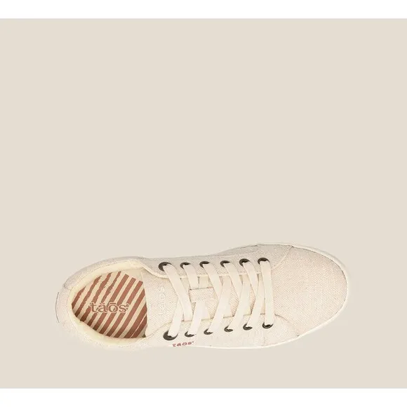 NIB Taos Star Lace Up Sneakers Natural Hemp Fabric Eco Casual Women Sz 10.5 Wide
