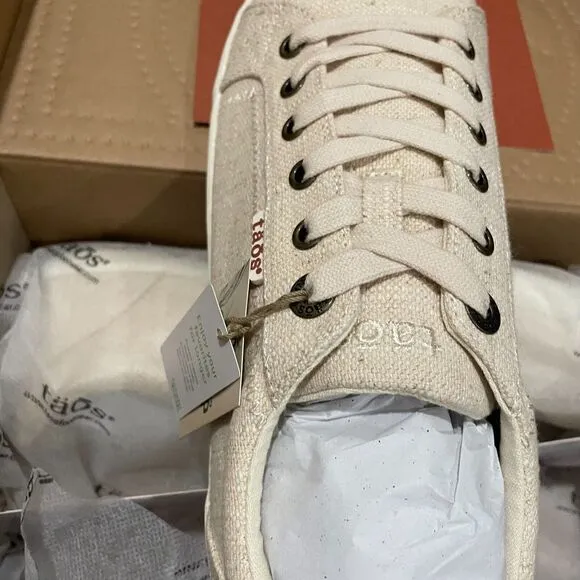 NIB Taos Star Lace Up Sneakers Natural Hemp Fabric Eco Casual Women Sz 10.5 Wide