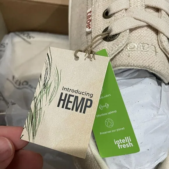NIB Taos Star Lace Up Sneakers Natural Hemp Fabric Eco Casual Women Sz 10.5 Wide