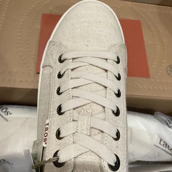 NIB Taos Star Lace Up Sneakers Natural Hemp Fabric Eco Casual Women Sz 10.5 Wide