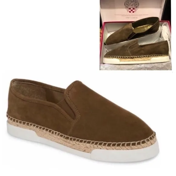 NIB Vince Camuto Suede Slip-On Sneaker Olive Khaki