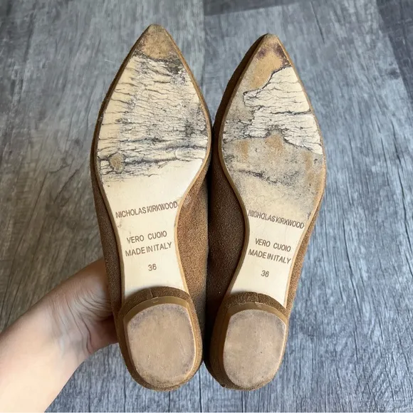 Nicholas Kirkwood Beya Suede Loafers Flats Camel Size 36