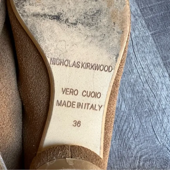Nicholas Kirkwood Beya Suede Loafers Flats Camel Size 36