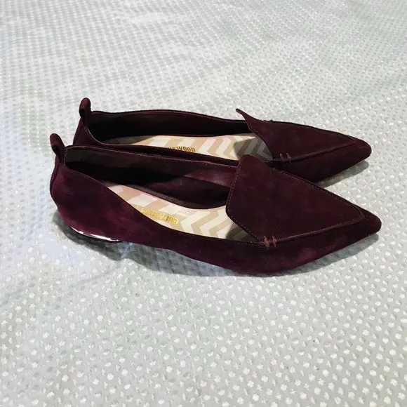 Nicholas kirkwood burgundy beja  suede flats
