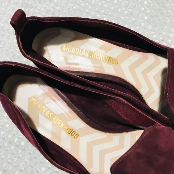 Nicholas kirkwood burgundy beja  suede flats