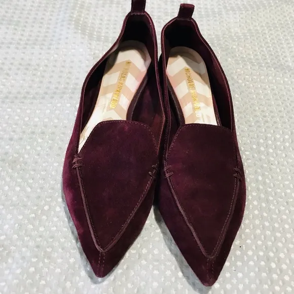 Nicholas kirkwood burgundy beja  suede flats