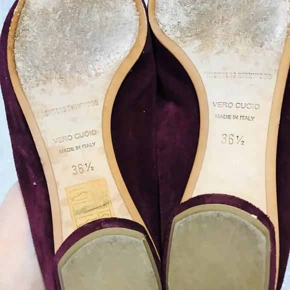Nicholas kirkwood burgundy beja  suede flats