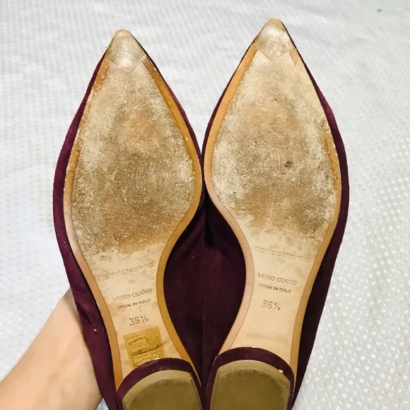 Nicholas kirkwood burgundy beja  suede flats