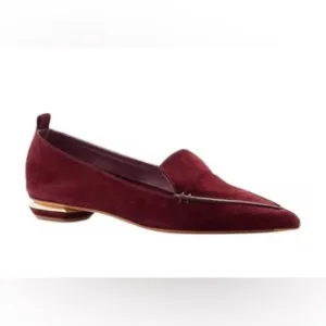 Nicholas kirkwood burgundy beja  suede flats