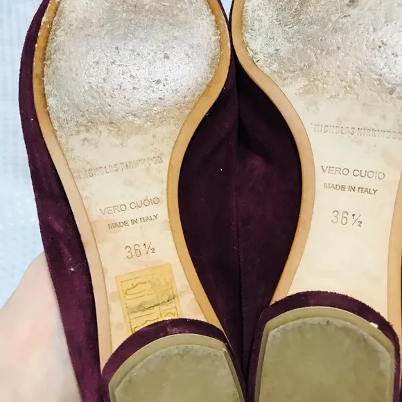 Nicholas kirkwood burgundy beja  suede flats