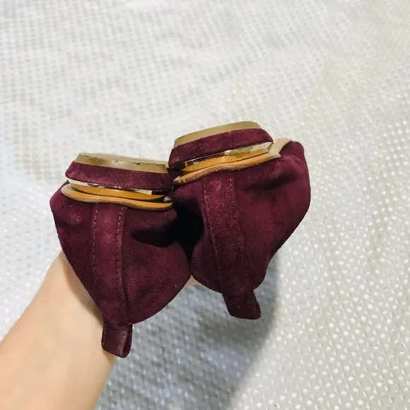 Nicholas kirkwood burgundy beja  suede flats