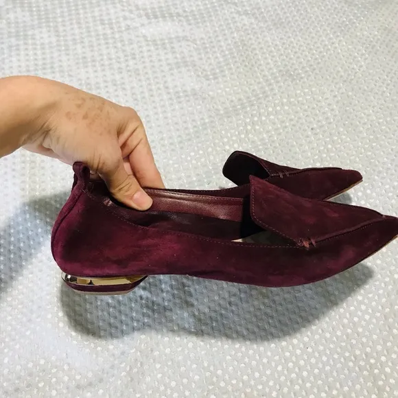 Nicholas kirkwood burgundy beja  suede flats