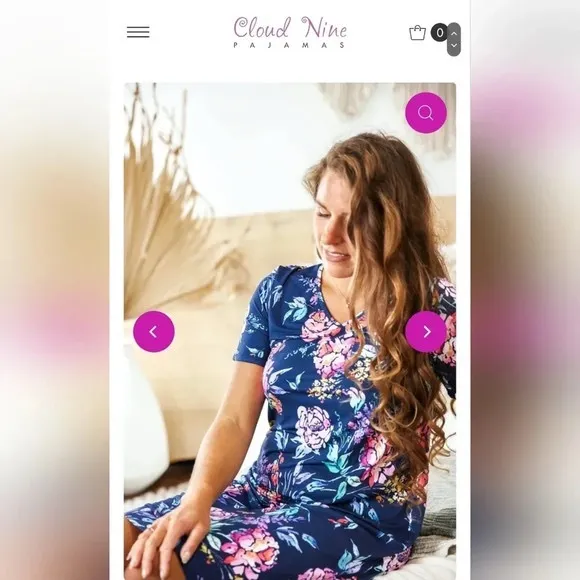 Nightshirt V Neck Bamboo | Winter Blossoms Navy
