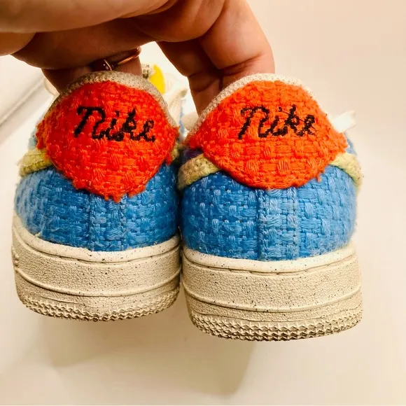Nike Air Force 1 LV8 NNGS Knitted Hemp Blue Citron Orange multi color youth 1.5