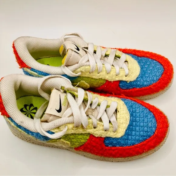 Nike Air Force 1 LV8 NNGS Knitted Hemp Blue Citron Orange multi color youth 1.5
