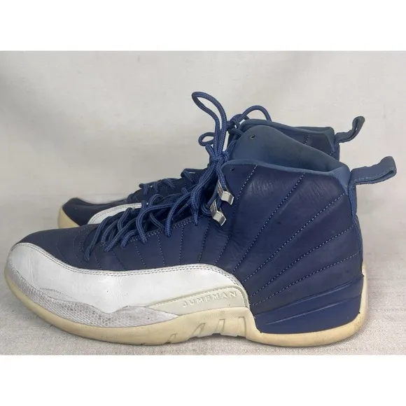 Nike Air Jordan 12 Retro Blue White Mens Size 13 Shoes Sneakers OG
