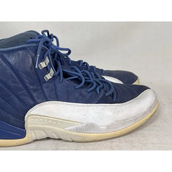 Nike Air Jordan 12 Retro Blue White Mens Size 13 Shoes Sneakers OG