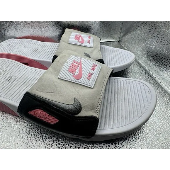 NIKE AIR MAX 90 SLIDES WHITE ROSE PINK SMOKE Sz 15 BQ4635 100 LIGHT INFRARED