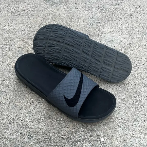 NIKE BENASSI SOLARSOFT SLIDES NOT JDI BLACKS GREYS COMFY