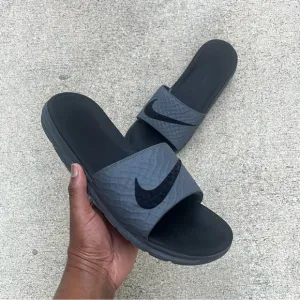 NIKE BENASSI SOLARSOFT SLIDES NOT JDI BLACKS GREYS COMFY