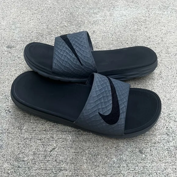 NIKE BENASSI SOLARSOFT SLIDES NOT JDI BLACKS GREYS COMFY