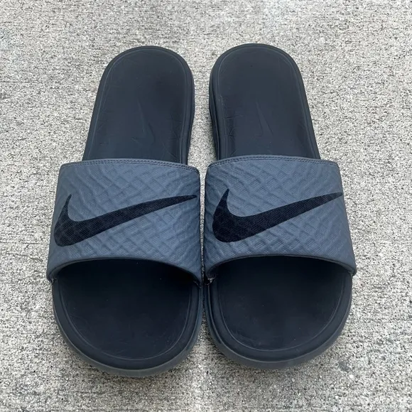 NIKE BENASSI SOLARSOFT SLIDES NOT JDI BLACKS GREYS COMFY
