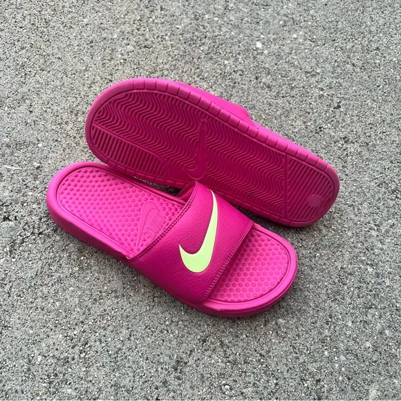 NIKE BENASSI SWOOSH SLIDES PINKS WHITES YELLOWS MINTS