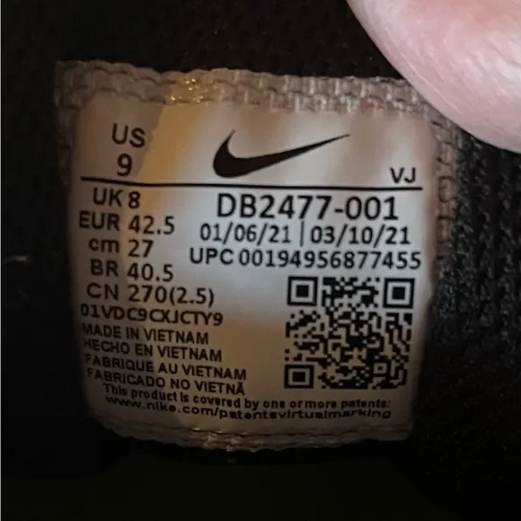 Nike Crater Impact SE Men's Sneakers Size 9 Lightweight Black Grey Off Noir