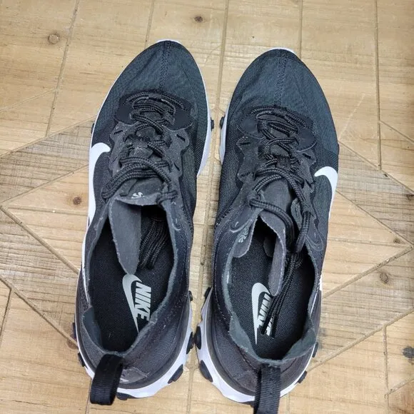 Nike Sneakers Men 8M React Element 55 Running Shoes Black Athletic BQ6166-003