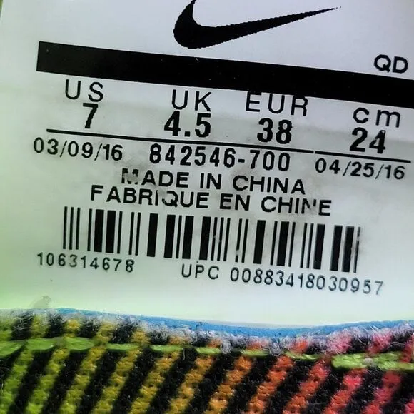 Nike Free RN Flyknit Womens 7 Volt Running Shoes Sneakers Olympic Medal Stand