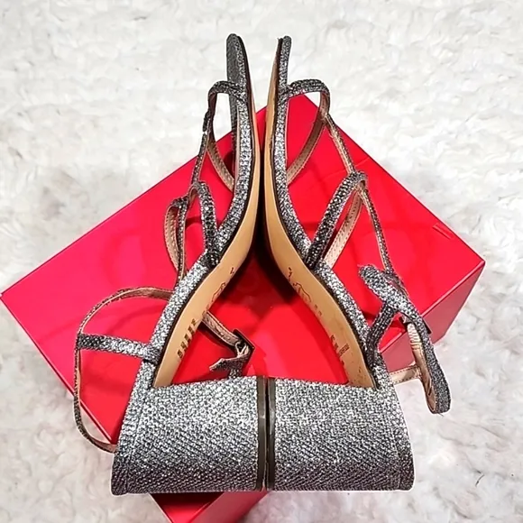 Nina Silver Rhinestones T Straps Sandals Heels . 9