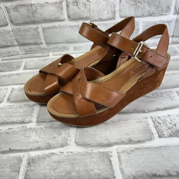 Nine West Payal Women's 9.5 Brown Leather Chunky Platform Y2K Vintage Sandals